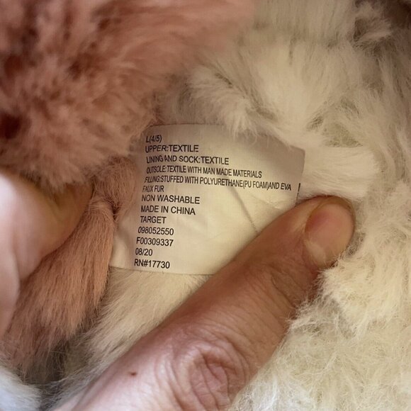 Target Pink Fuzzy Sandal Slippers Size 4/5 - Picture 5 of 5